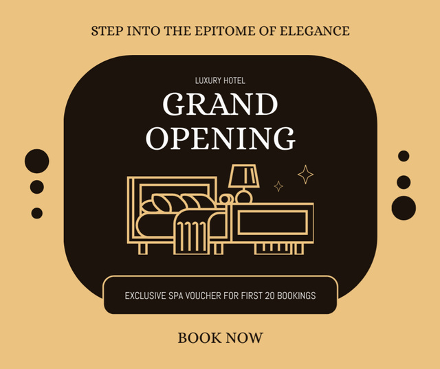 Ontwerpsjabloon van Facebook van Hotel Grand Opening With Spa Voucher For First Clients