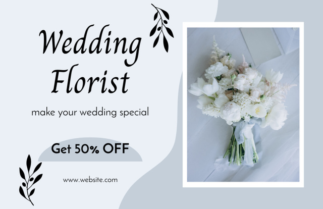 Modèle de visuel Wedding Florist Proposal with Bouquet of Fragrant Flowers - Thank You Card 5.5x8.5in