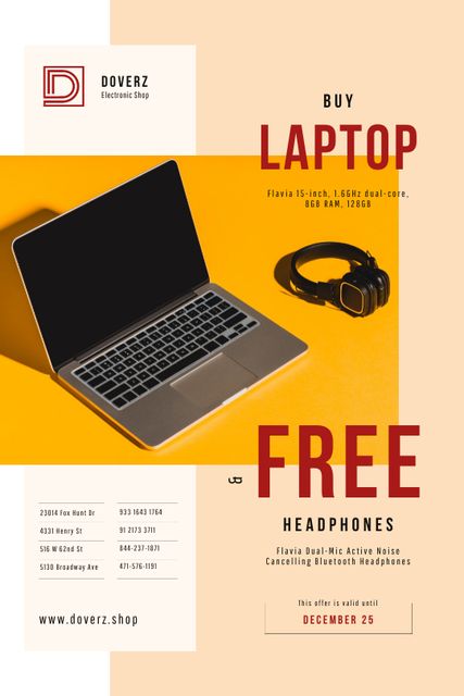 Template di design Gadgets Offer with Laptop and Headphones Tumblr