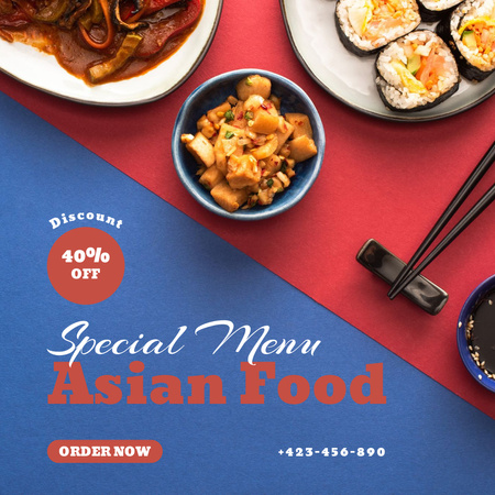 Ázsiai menü különleges ajánlat Instagram tervezősablon