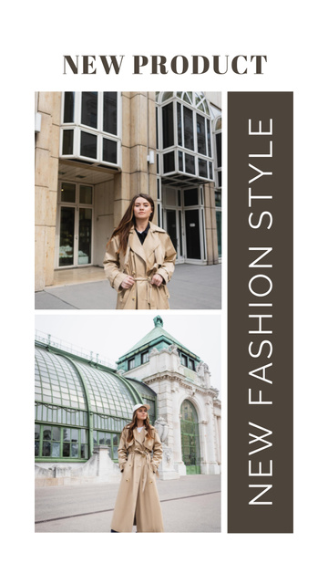 Female Fashion Clothes Ad with Stylish Women in City Instagram Story Design Template