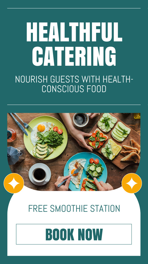 Healthy Food Catering with Free Smoothies Instagram Story Design Template