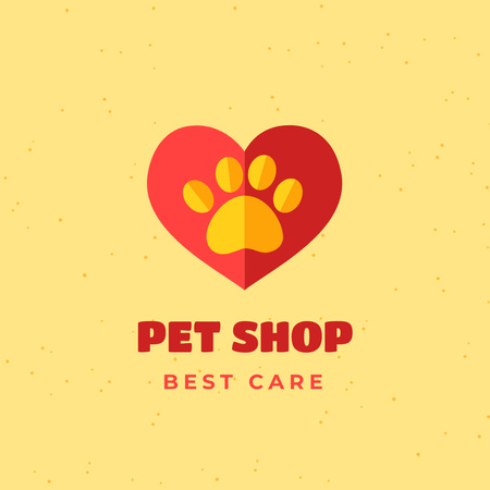 Pet Shop Ad with Cute Dog Paw Logo Design Template