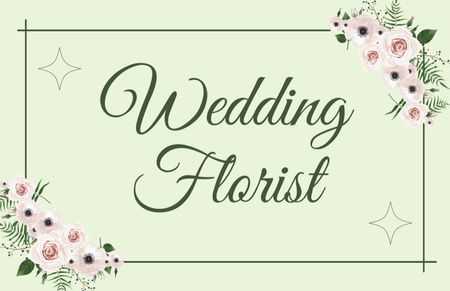 Jemná reklama na služby svatebního květinářství Business Card 85x55mm Šablona návrhu