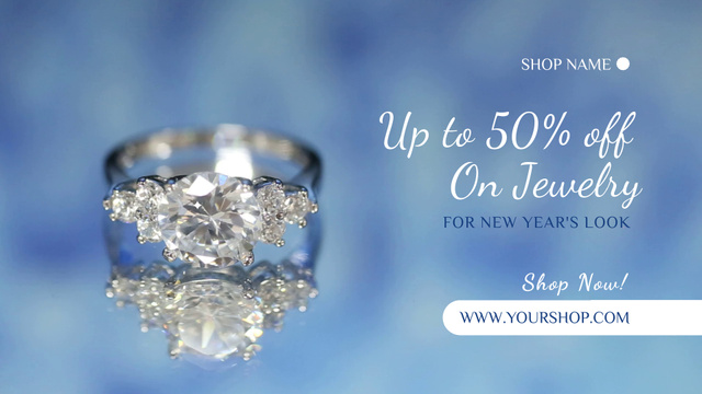 Diamond Ring And Jewelry Pieces With Discounts For New Year Full HD video Πρότυπο σχεδίασης