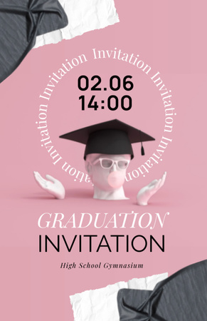 Graduation Party Announcement With Statue In Hat and Sunglasses Invitation 5.5x8.5in Design Template