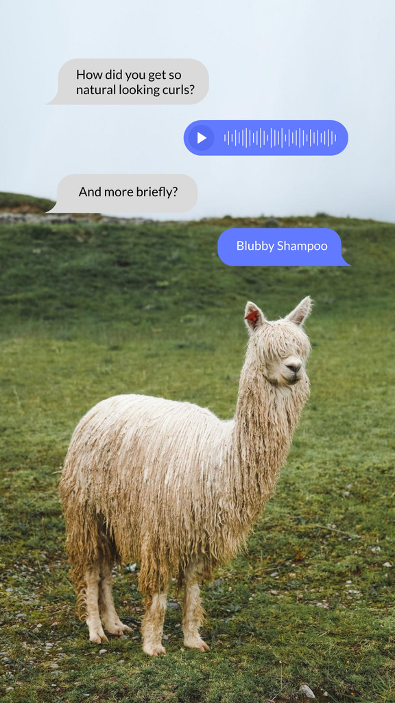 Funny Joke about Hair Washing with Cute Alpaca Instagram Story Design Template