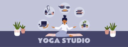 Yoga Studio Ad on Purple Facebook cover Design Template