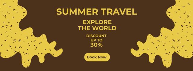 Summer Travel Agency Promotion on Brown and Yellow Facebook cover Modelo de Design