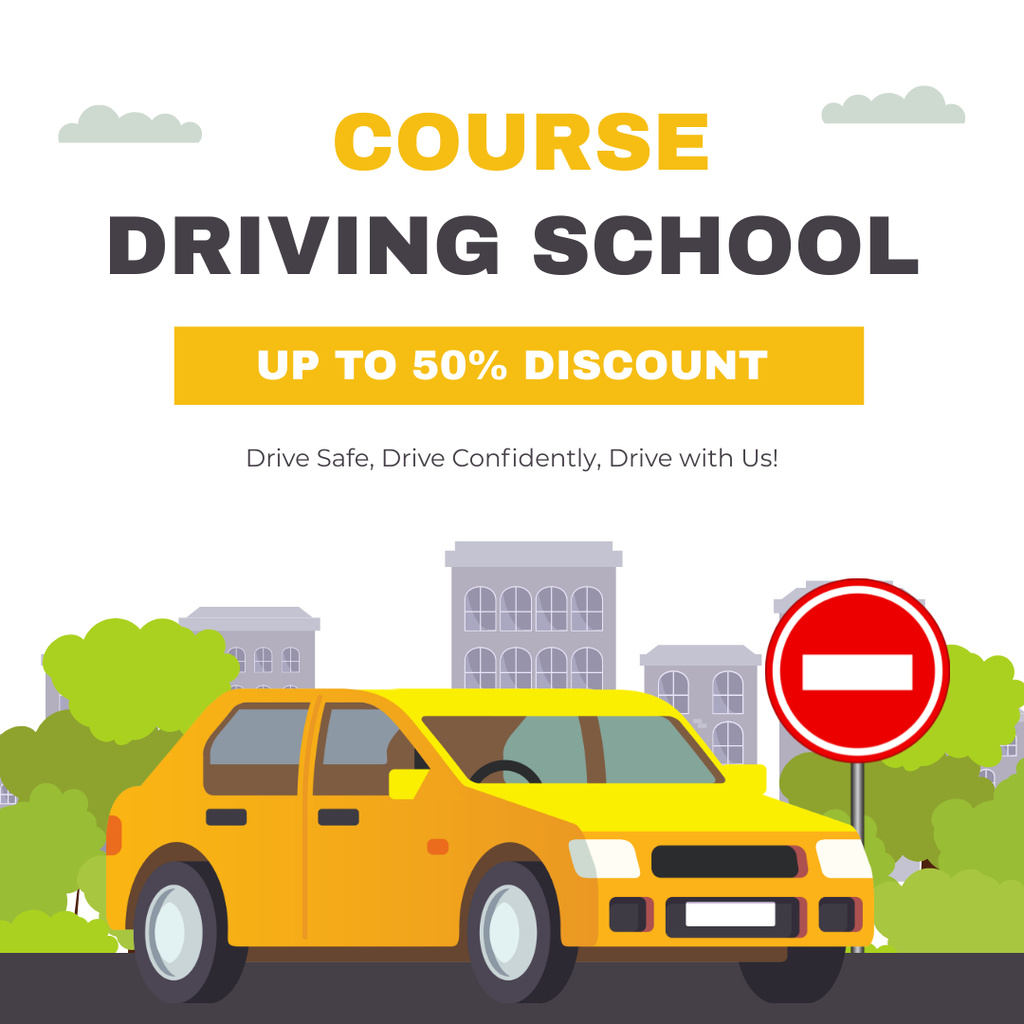 Skillful Driving Instruction Course With Discounts Instagram Πρότυπο σχεδίασης