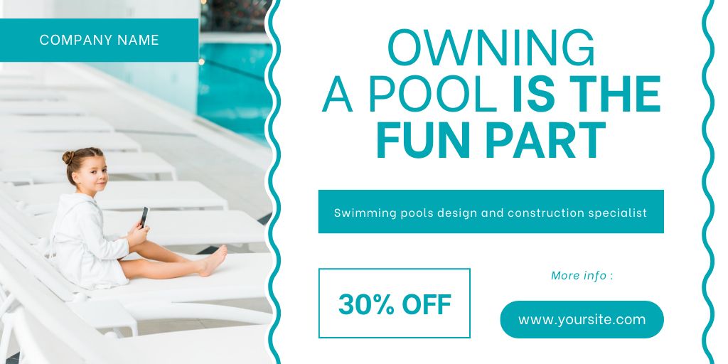 Designvorlage Discounts for Installation of Swimming Pools für Twitter