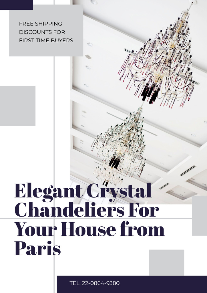 Dressy Crystal Chandeliers Offer from Paris Poster Πρότυπο σχεδίασης