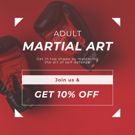 Скидка на занятия по боевым искусствам самообороны для взрослых Instagram AD – шаблон для дизайна