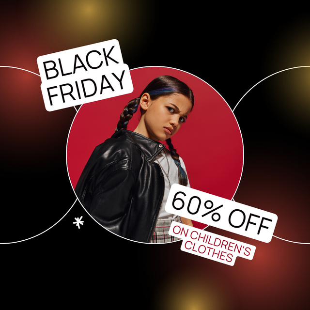 Black Friday Sale with Stylish Little Girl Animated Post Design Template