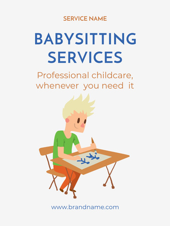 Babysitting Services with Illustration of Kid Poster US Design Template