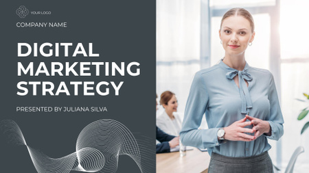 Qualified Digital Marketing Strategy Presenting For Company Presentation Wide Design Template