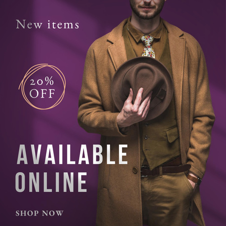 New Outfit Ad with Man in Brown Instagram Design Template