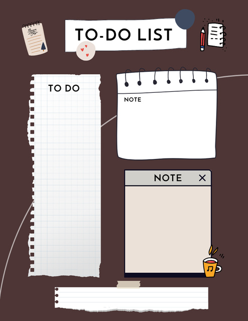 Study To Do List in Brown Notepad 8.5x11in Design Template