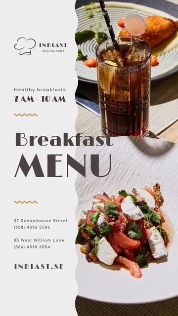 Breakfast Menu Offer with Greens and Vegetables Instagram Story Design Template