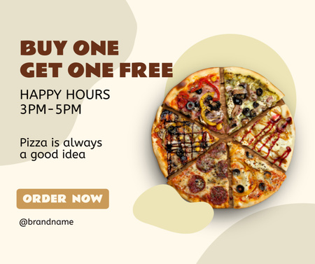Plantilla de diseño de Oferta Especial de Merienda con Deliciosas Porciones de Pizza Facebook 