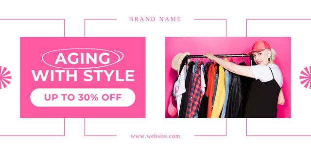 Stylish Looks For Elderly Sale Offer In Pink Twitter Design Template