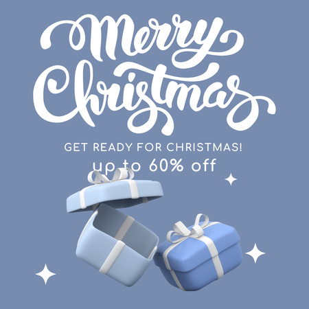 Merry Christmas 3d Gift Boxes Illustration Instagram AD Design Template