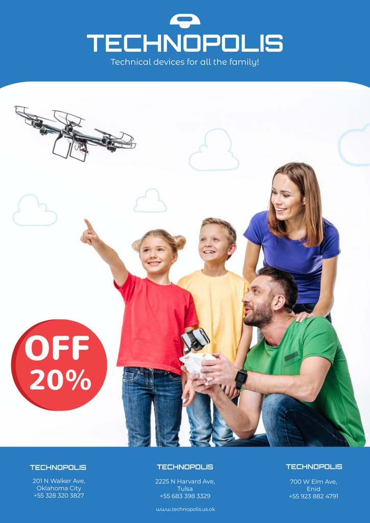 Drones and Gadgets Sale Advertisement Poster B2 Modelo de Design
