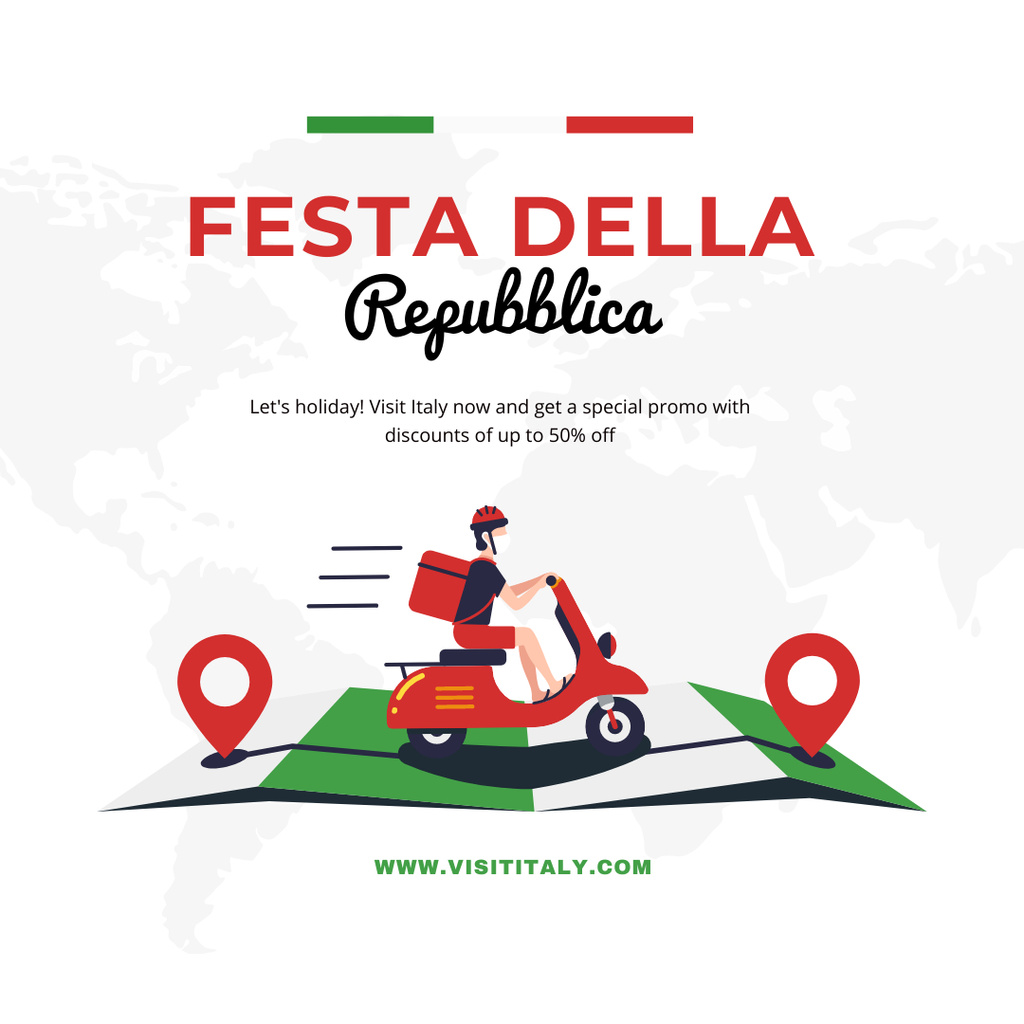 Festa Della Repubblica with Motorbike Instagram Design Template