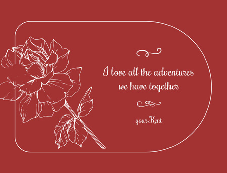 Cute Valentine's Day Holiday Greeting with Rose Postcard 4.2x5.5in – шаблон для дизайну