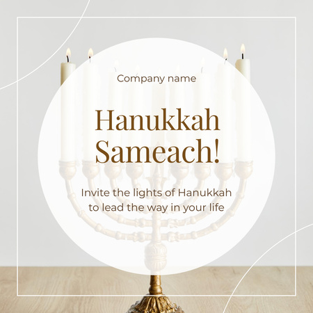 Wishing a Happy Hanukkah Season With Menorah Instagram Design Template