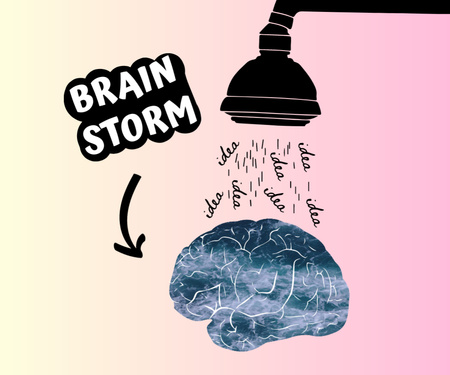 Plantilla de diseño de broma divertida con la ilustración del cerebro Medium Rectangle 