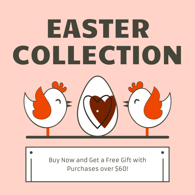 Easter Collection Promo with Cute Chickens and Eggs Animated Postデザインテンプレート