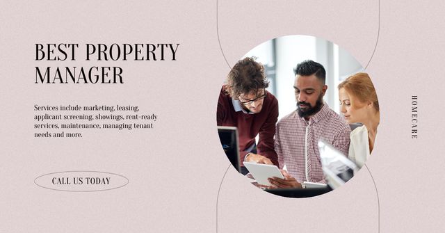 Engaging Property Manager Services Offer Facebook AD Šablona návrhu