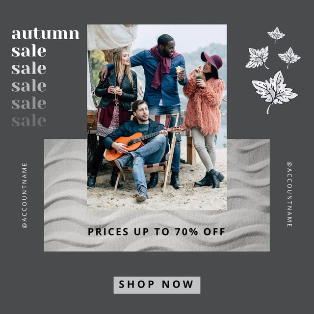Friends Meeting Together for Fall Sale Offer Instagram Design Template