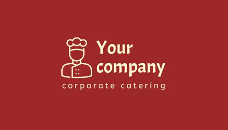 Ontwerpsjabloon van Business Card US van Zakelijke cateringserviceaanbieding met chef-kokillustratie