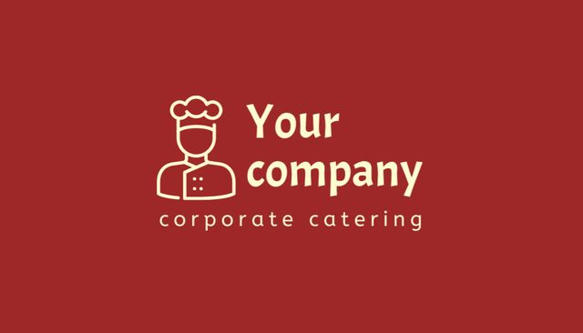 Corporate Catering Services Offer with Chef Illustration Business Card USデザインテンプレート