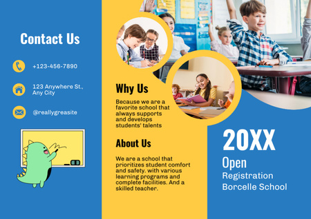 Szablon projektu Announcement on Registration of Children in Modern School Brochure