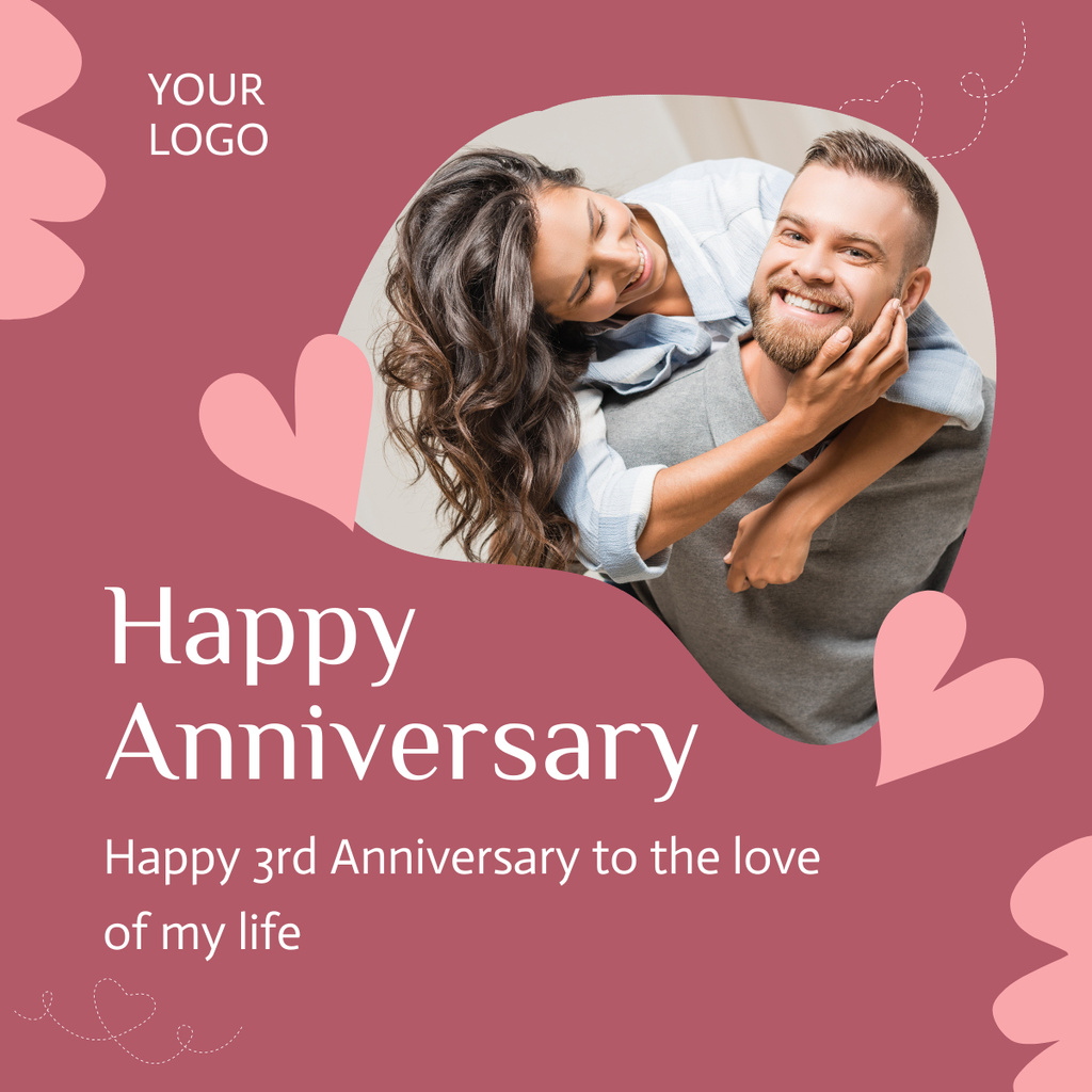 Anniversary Greeting to Wife or Husband LinkedIn post Design Template