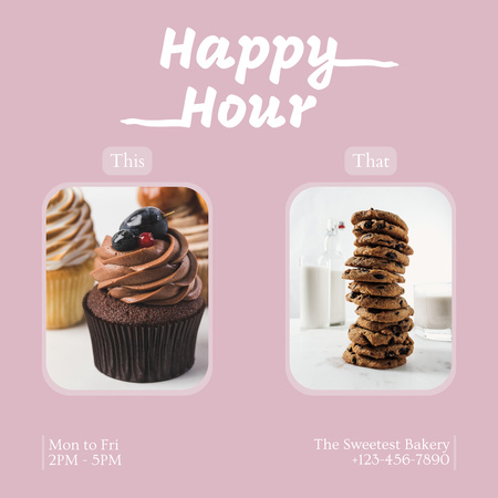 Ontwerpsjabloon van Instagram van Happy Hour bakkerij