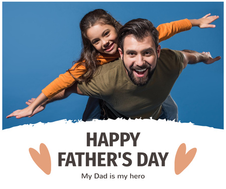 Father's Day Greeting with Father Holding Happy Child Facebook Design Template