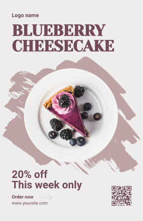 Ontwerpsjabloon van Recipe Card van Speciale aanbieding van Blueberry Cheesecake