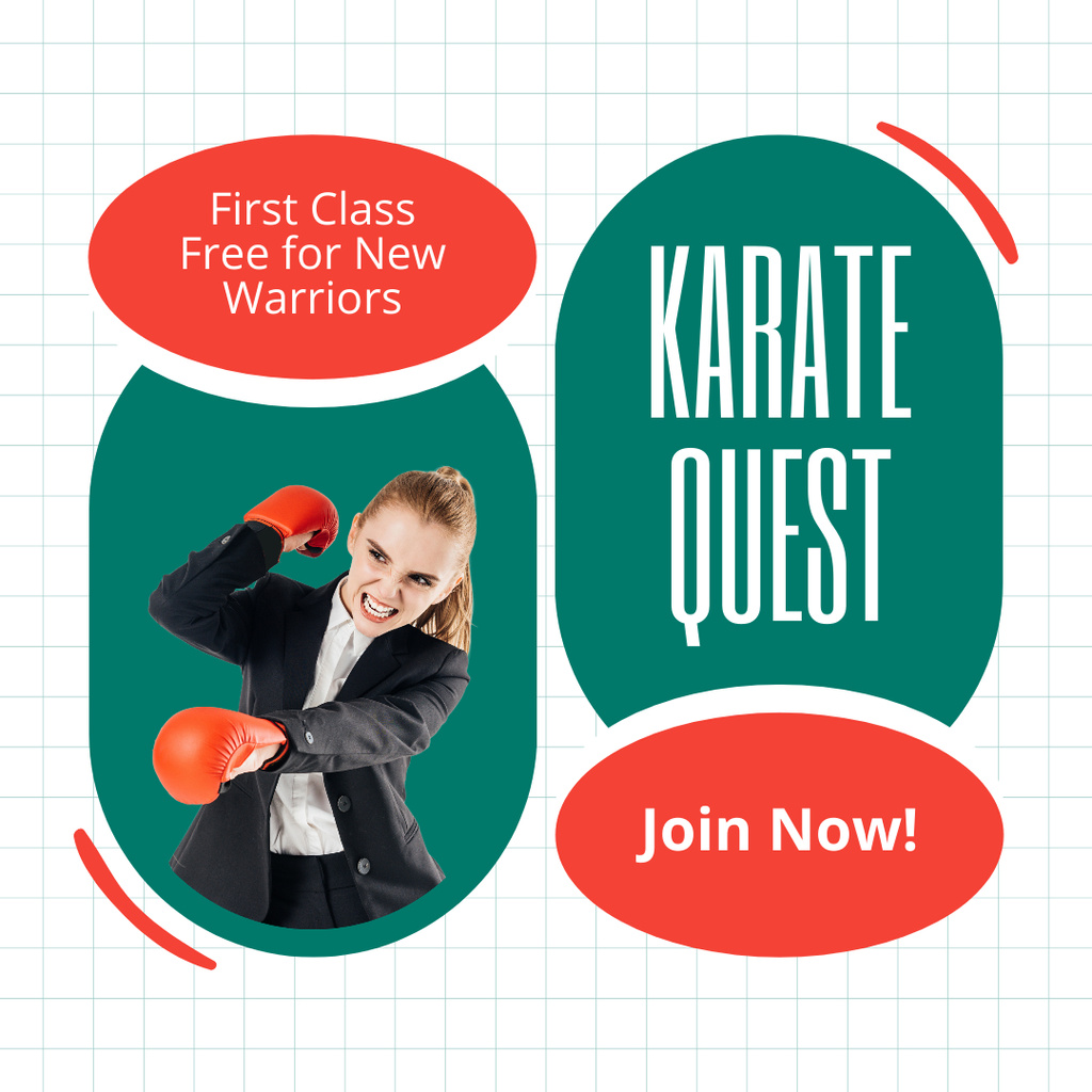 Designvorlage Offer of Free Karate Class für Instagram