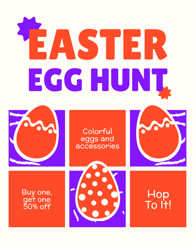 Easter Egg Hunt Bright Promo Instagram Post Vertical Design Template