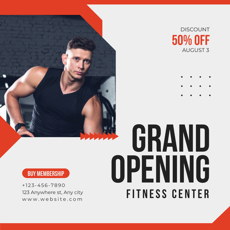 Gym Promotion with Muscular Man Instagram Design Template