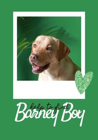Lost Dog Information with Labrador on Green Flyer A5 Design Template