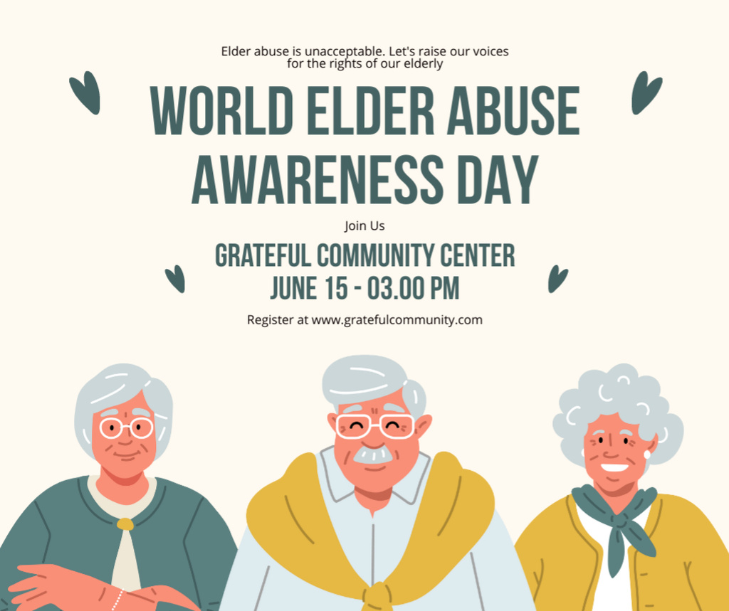 World Elder Abuse Awareness Day Announcement Facebook Tasarım Şablonu