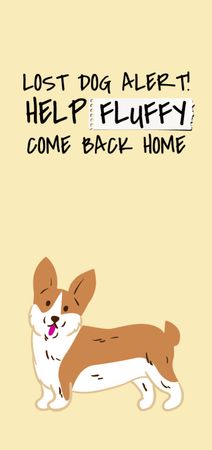 Announcement about Missing Dog with Cute Illustration Flyer DIN Large Design Template