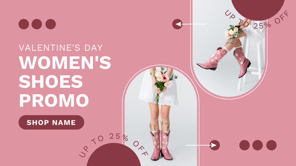 Women's Shoes Sale for Valentine's Day FB event cover Design Template