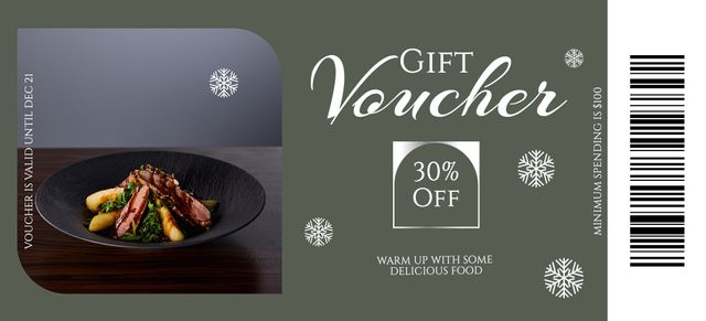 Winter Discount Voucher on Food Coupon 3.75x8.25in Design Template