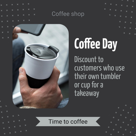 Male Hand Holding Coffee Cup Instagram Design Template